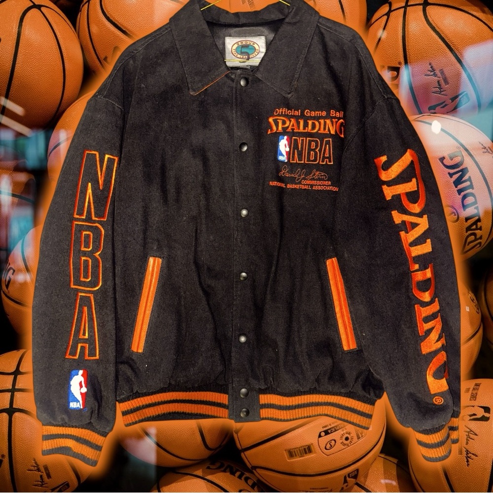 Vintage Spalding Official Game Ball NBA Varsity Jacket Size Bundle